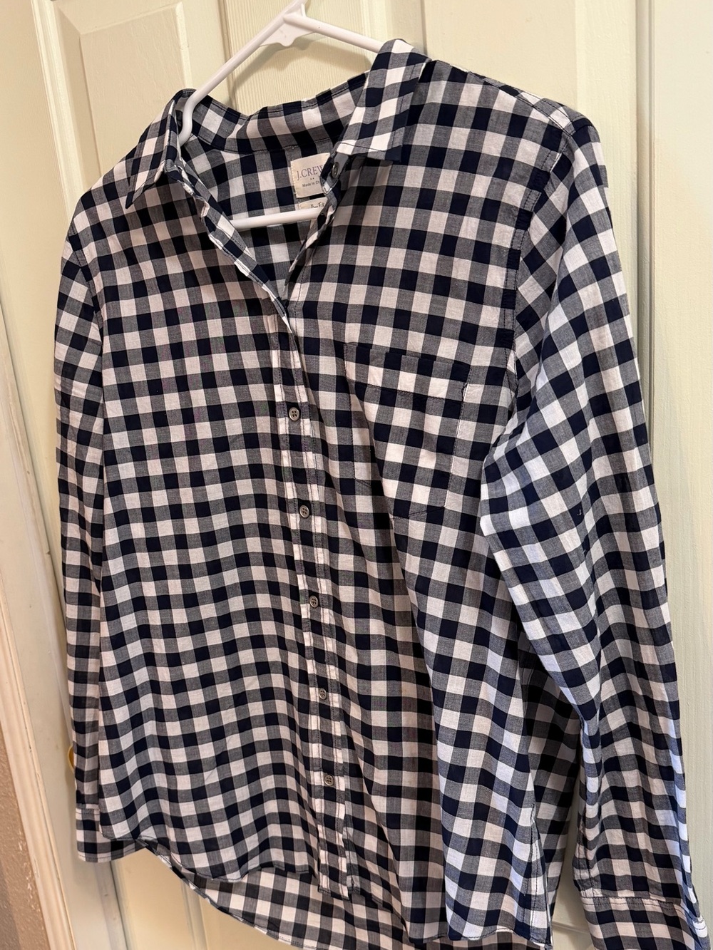 J. Crew Blue and White 100% Cotton Gingham Long Sleeve Shirt | Preppy | LP - Picture 2 of 6